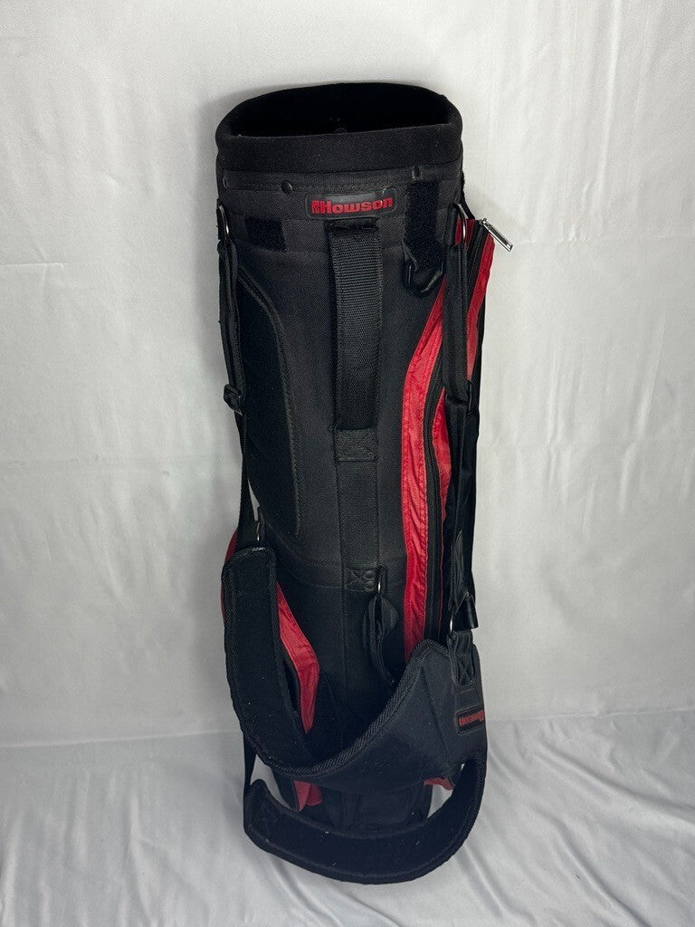 Howson Cart Bag 4-Pocket Black/Red w/ Rain Cover | Golf Bag