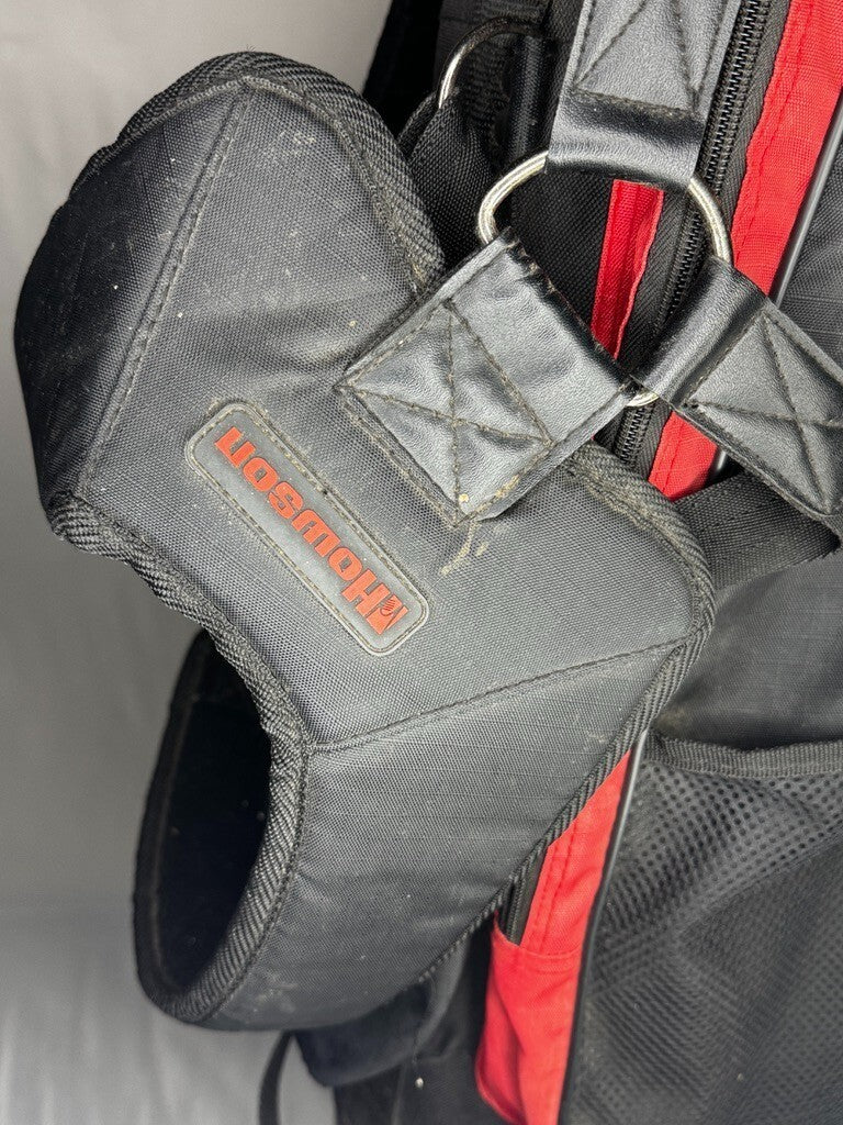 Howson Cart Bag 4-Pocket Black/Red w/ Rain Cover | Golf Bag