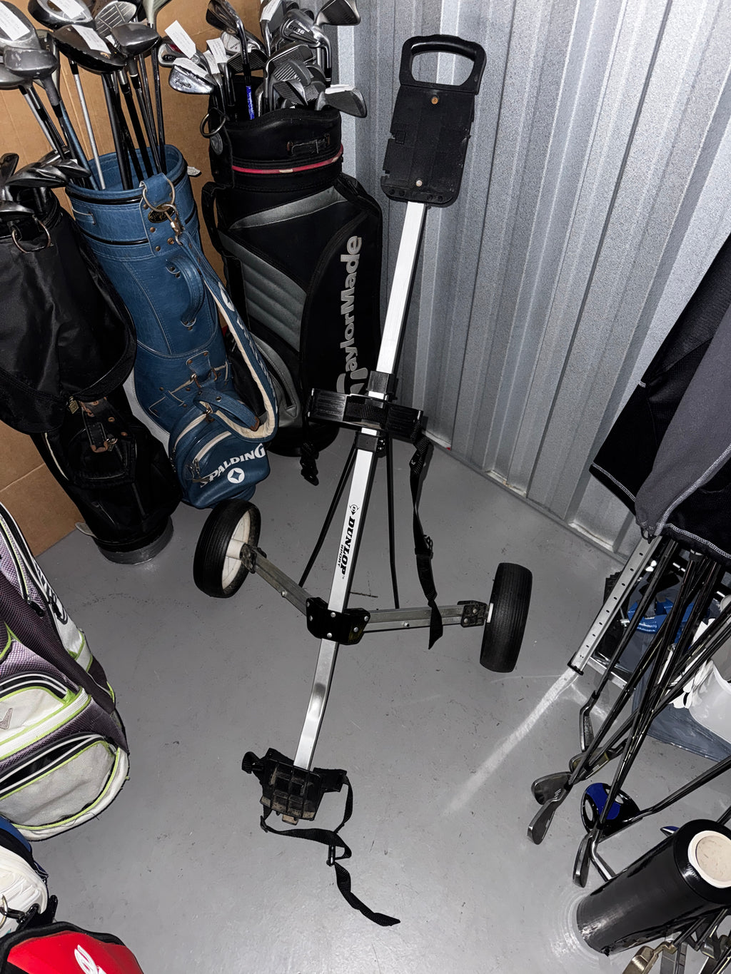 Dunlop Sport Golf Trolley | Silver Metal & Black Plastic | 2 Wheel | Fair Condition