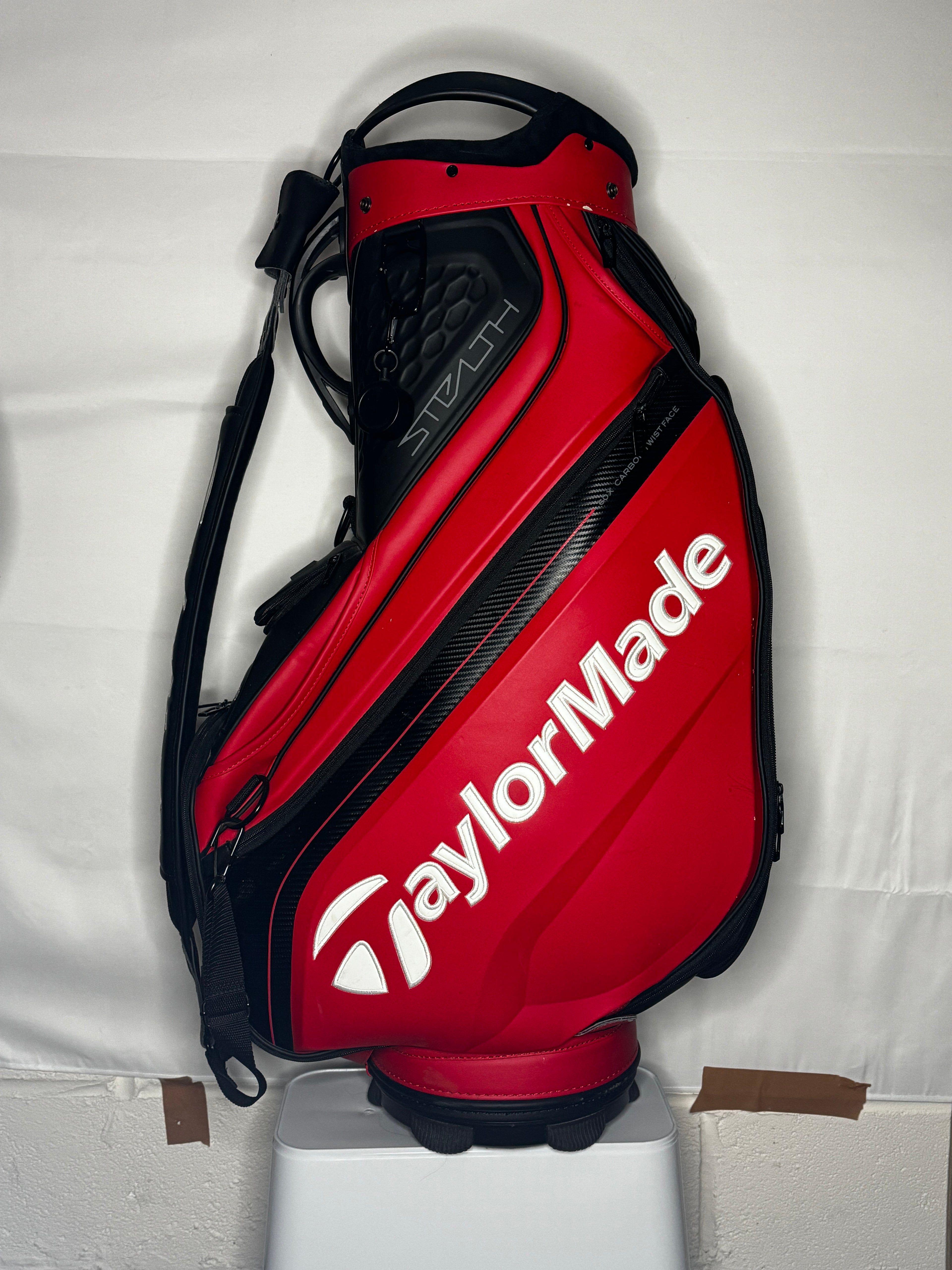 TaylorMade Tour Staff Stealth Cart Bag | Red & Black | With Rain Cover | Very Good Condition