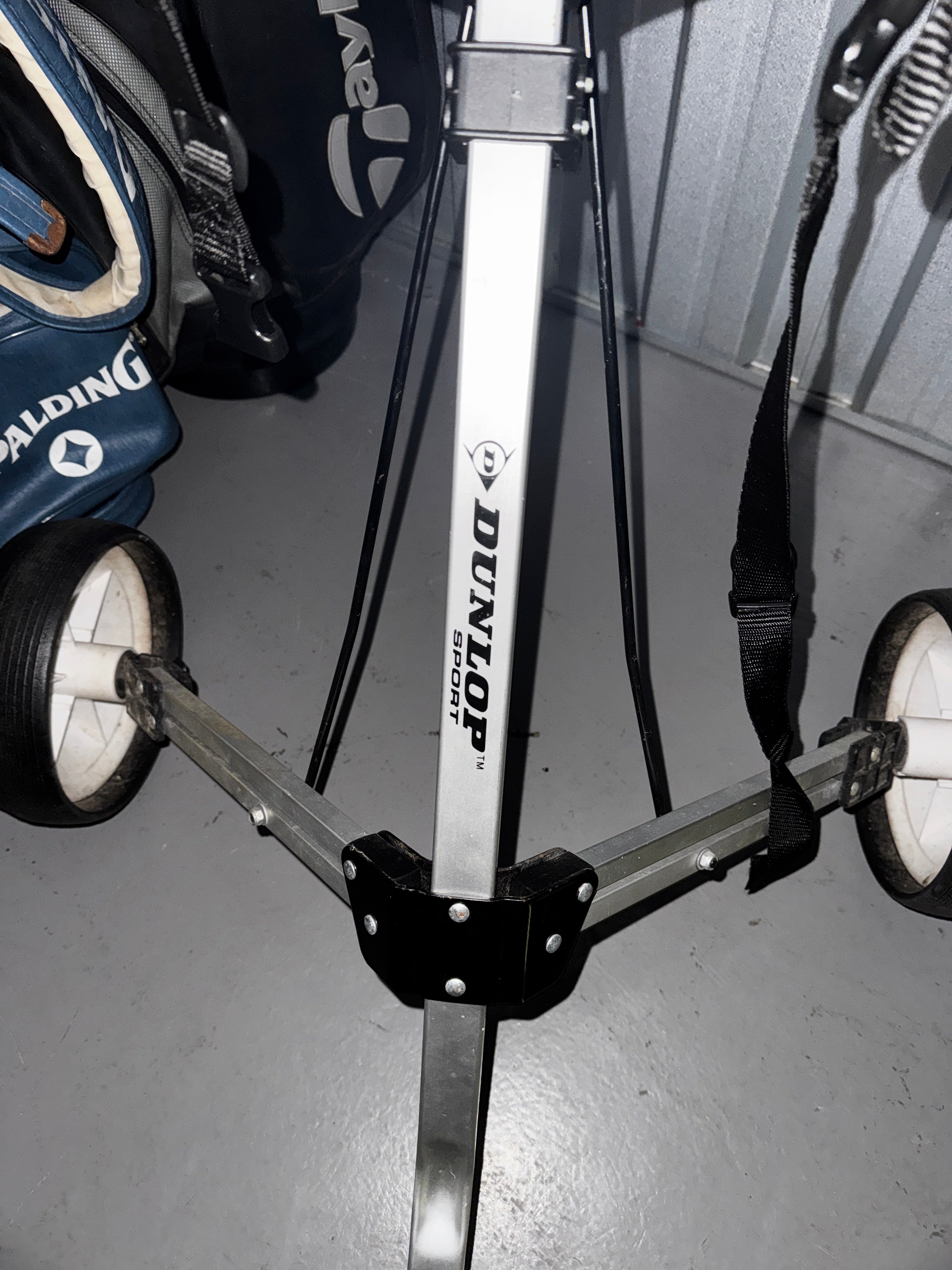 Dunlop Sport Golf Trolley | Silver Metal & Black Plastic | 2 Wheel | Fair Condition
